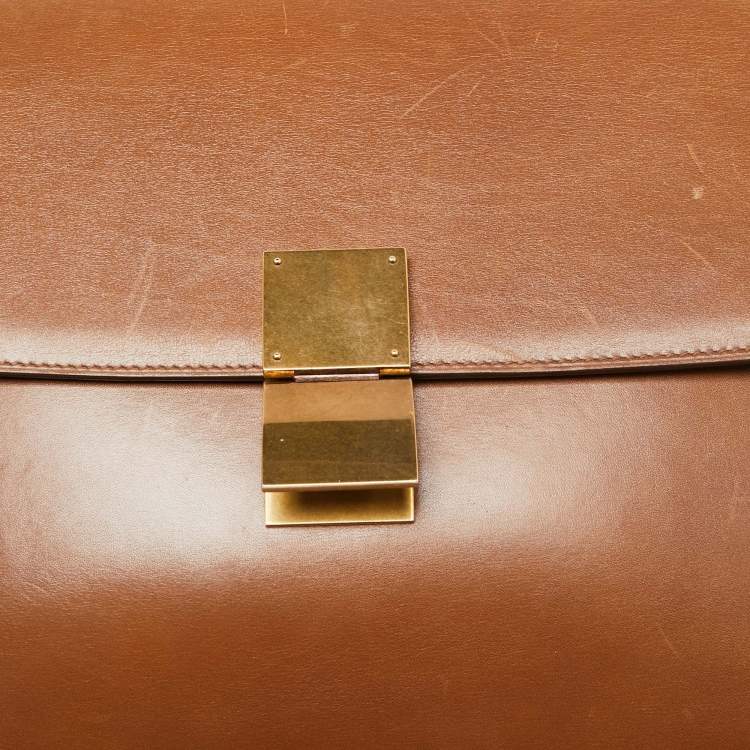 Pre Owned Celine Brown Leather Large Classic Box Shoulder Bag