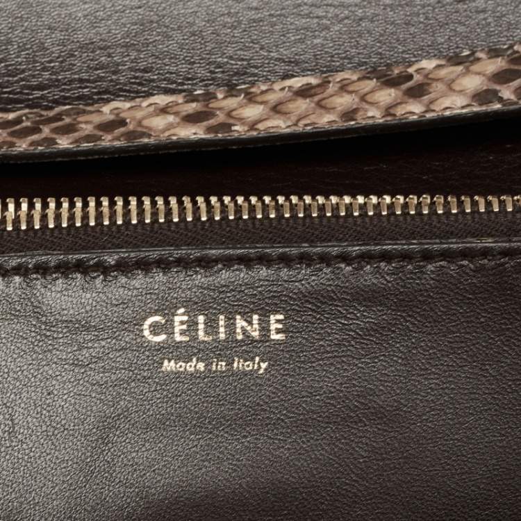 Pre Owned Celine Beige Python Medium Classic Box Shoulder Bag