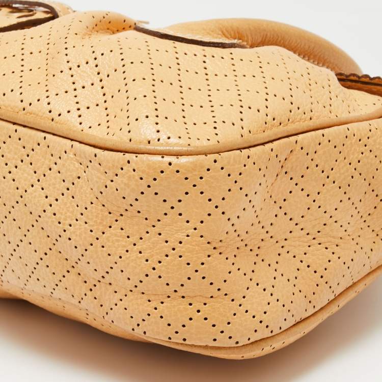 Pre Owned Celine Beige Leather Vintage Eyelet Satchel 