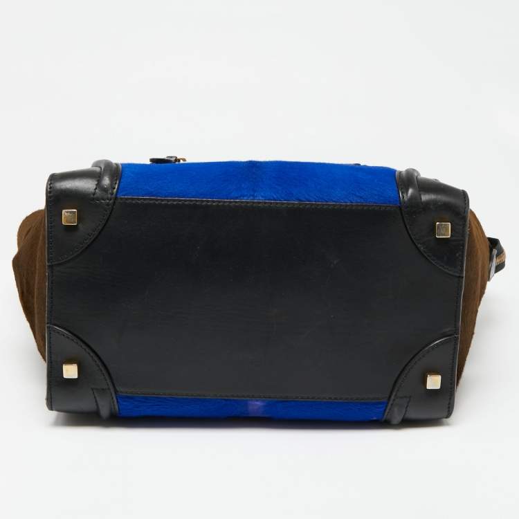 Pre Owned Celine Tricolor Calfhair and Leather Mini Luggage Tote