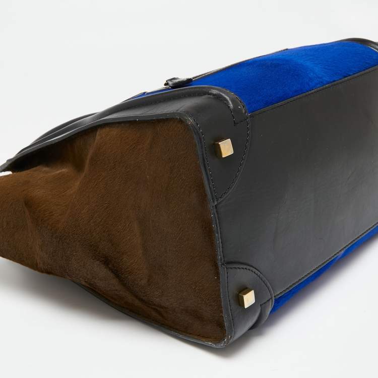 Pre Owned Celine Tricolor Calfhair and Leather Mini Luggage Tote