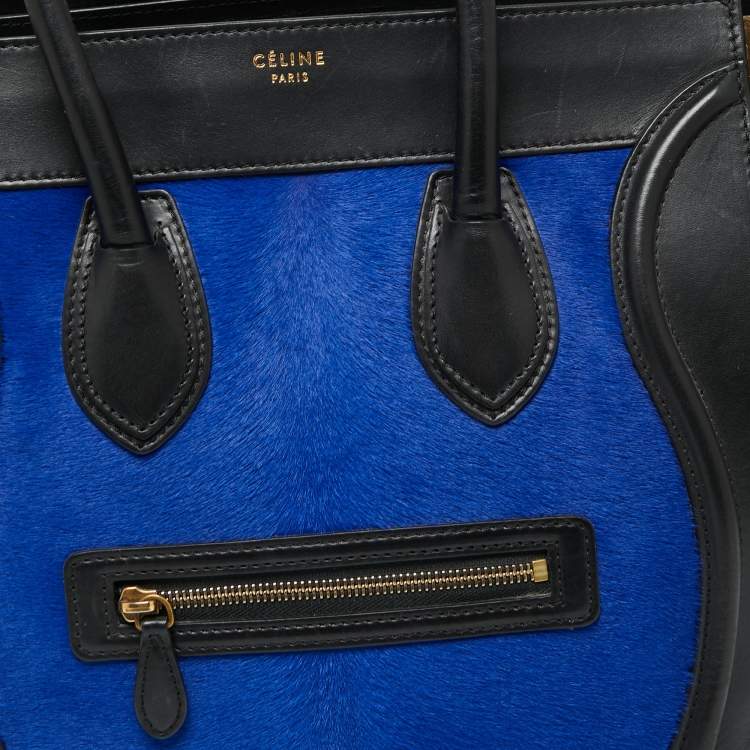 Pre Owned Celine Tricolor Calfhair and Leather Mini Luggage Tote