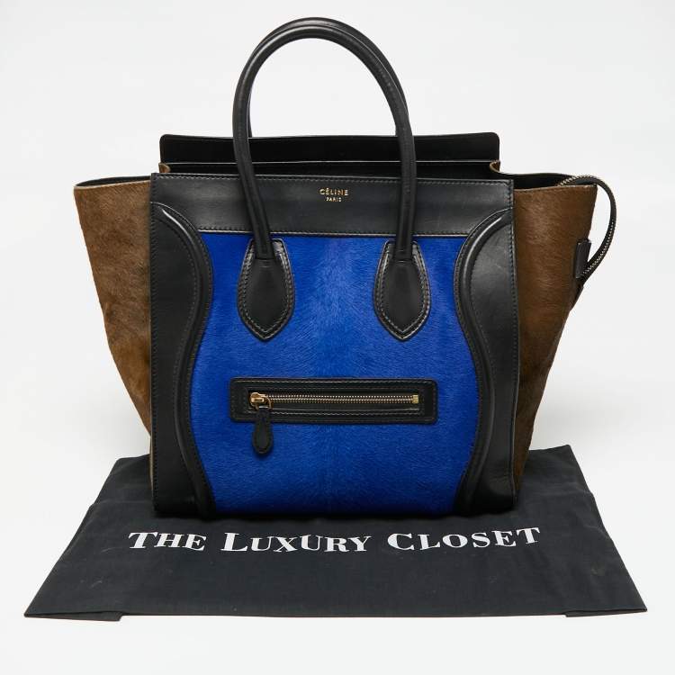 Pre Owned Celine Tricolor Calfhair and Leather Mini Luggage Tote