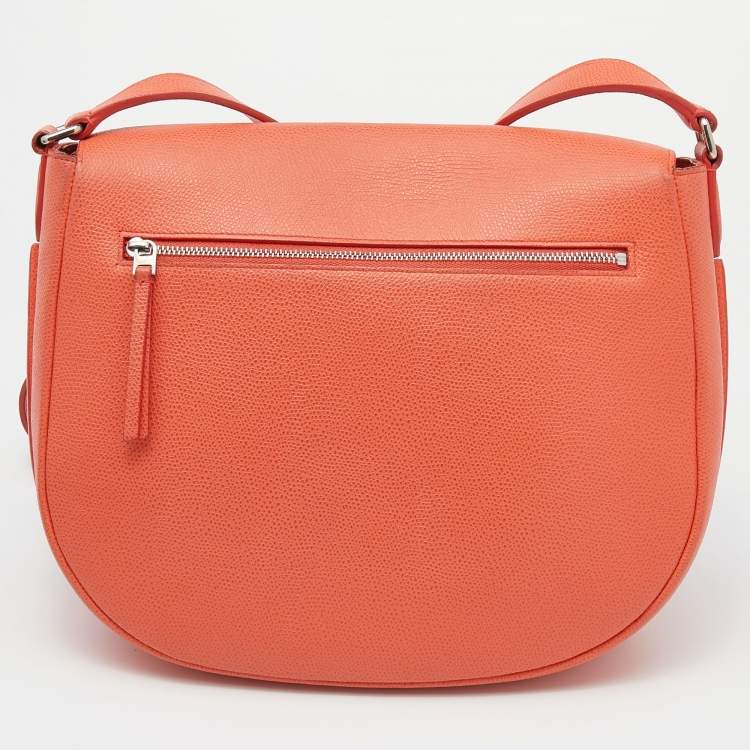 Pre Owned Celine Orange Leather Trotteur Messenger Bag