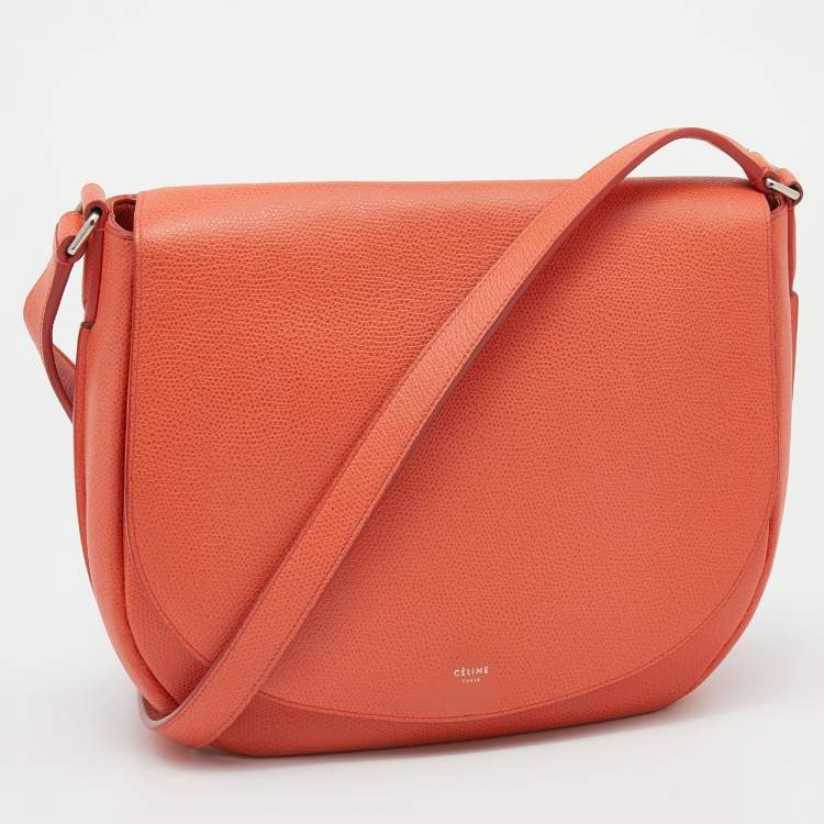 Pre Owned Celine Orange Leather Trotteur Messenger Bag