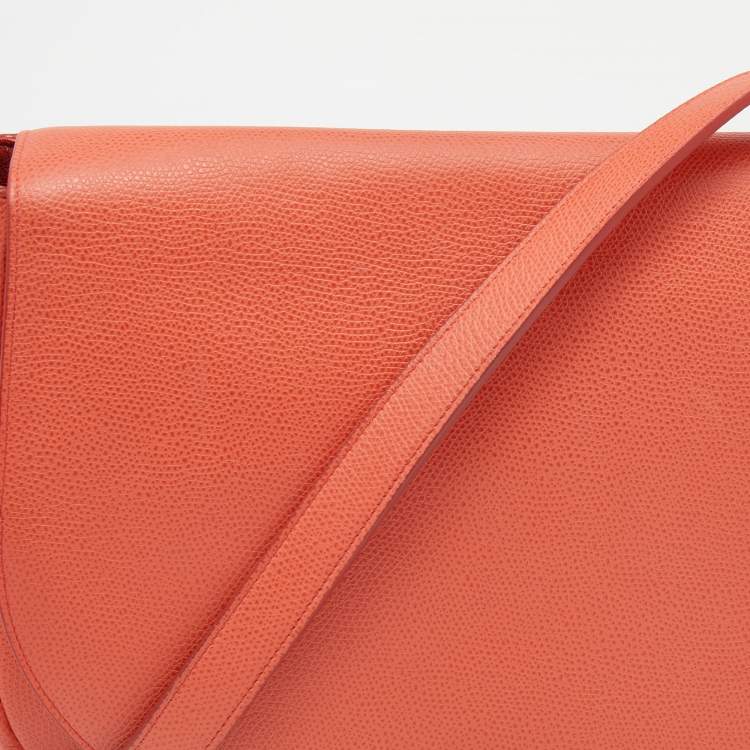 Pre Owned Celine Orange Leather Trotteur Messenger Bag