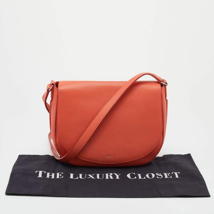 Pre Owned Celine Orange Leather Trotteur Messenger Bag