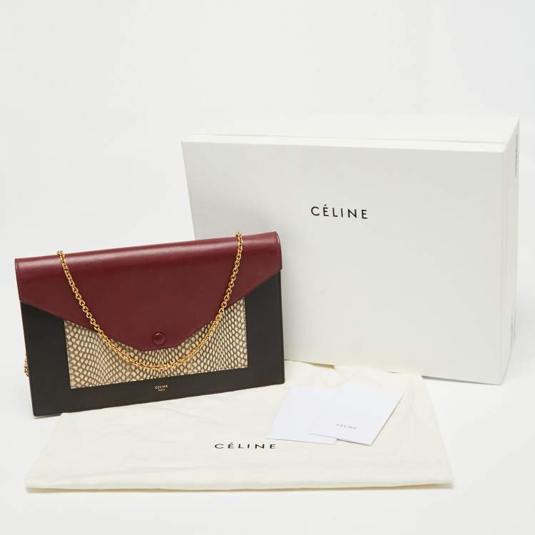 Pre Owned Celine Multicolor Leather and Snakeskin Pocket Envelope Shoulder Bag
