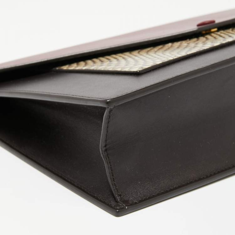 Pre Owned Celine Multicolor Leather and Snakeskin Pocket Envelope Shoulder Bag