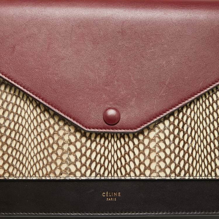 Pre Owned Celine Multicolor Leather and Snakeskin Pocket Envelope Shoulder Bag