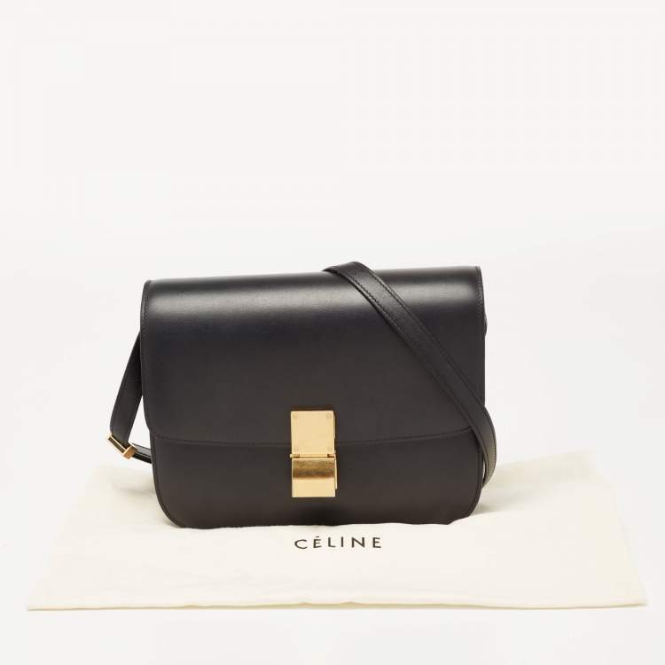 Pre Owned Celine Black Leather Medium Classic Box Shoulder Bag