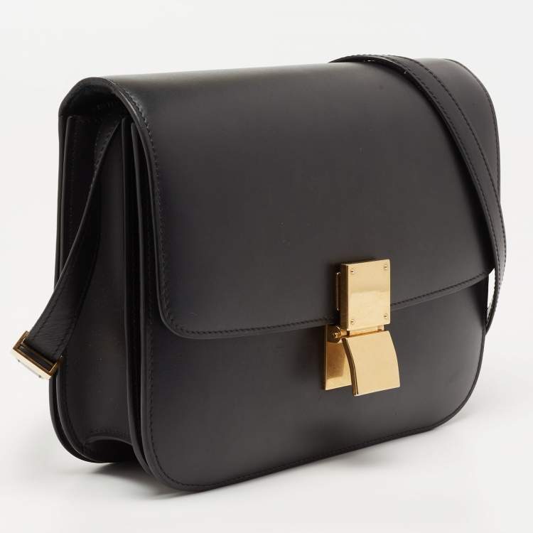 Pre Owned Celine Black Leather Medium Classic Box Shoulder Bag