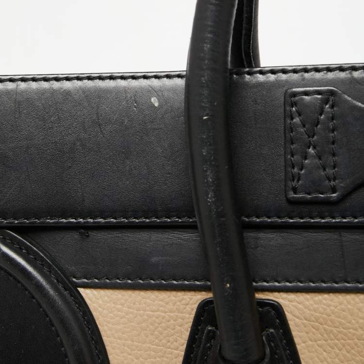 Pre Owned Celine Tri Color Leather and Suede Mini Luggage Tote