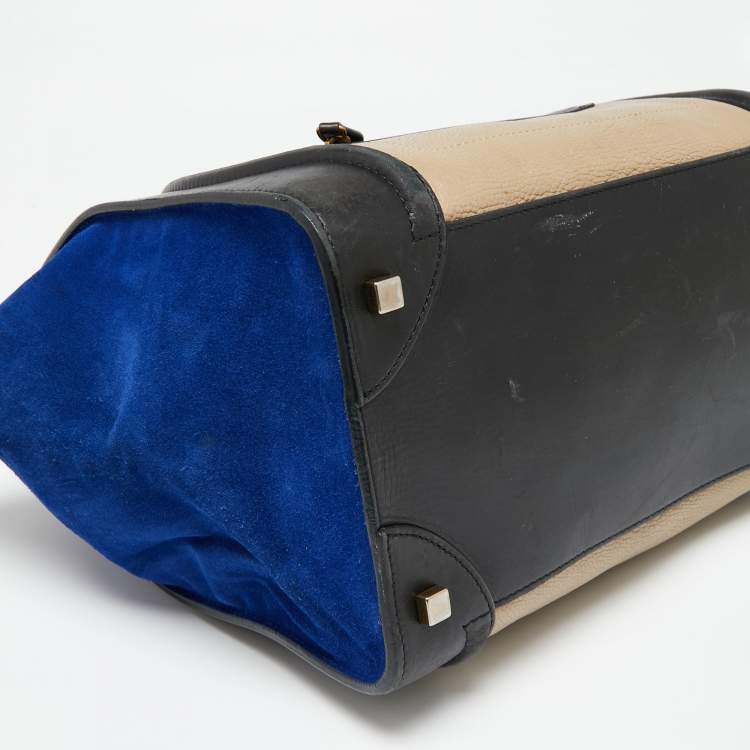 Pre Owned Celine Tri Color Leather and Suede Mini Luggage Tote