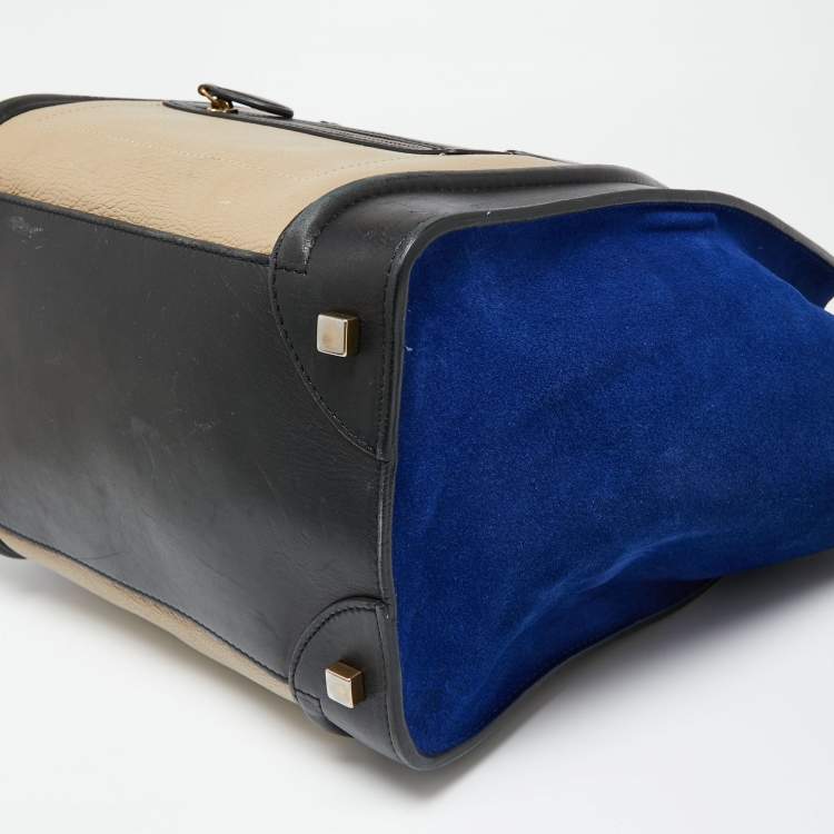 Pre Owned Celine Tri Color Leather and Suede Mini Luggage Tote
