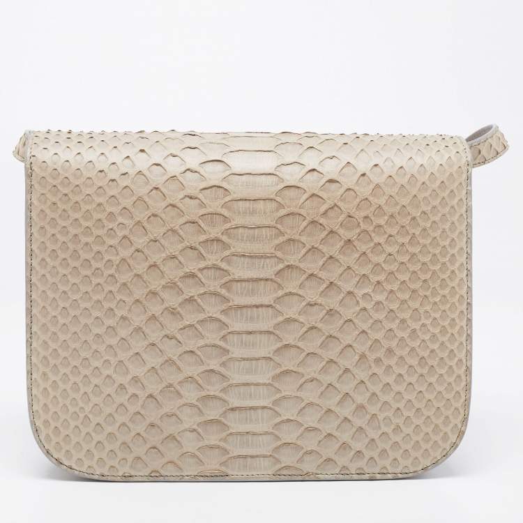 Pre Owned Celine Grey Python Medium Classic Box Shoulder Bag
