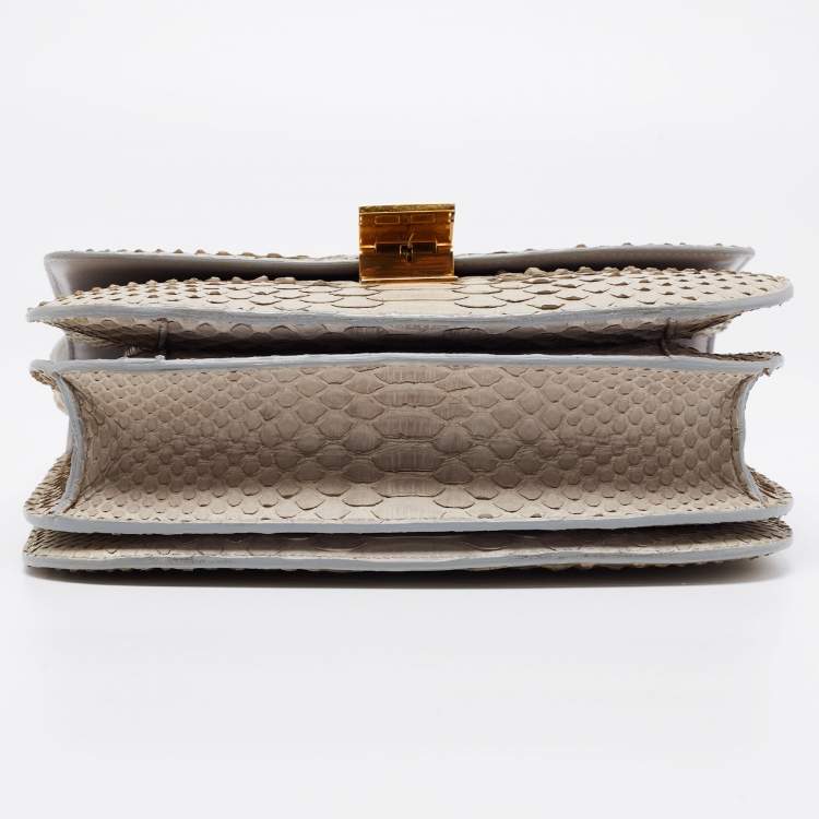 Pre Owned Celine Grey Python Medium Classic Box Shoulder Bag