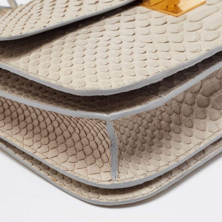 Pre Owned Celine Grey Python Medium Classic Box Shoulder Bag