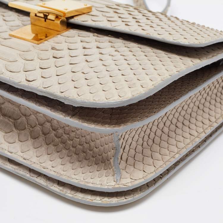 Pre Owned Celine Grey Python Medium Classic Box Shoulder Bag