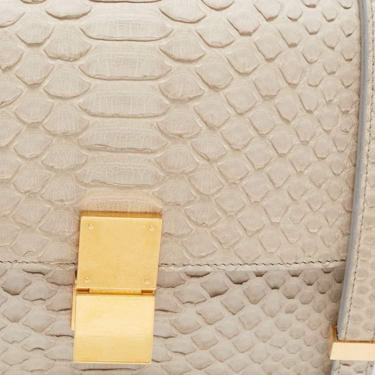 Pre Owned Celine Grey Python Medium Classic Box Shoulder Bag