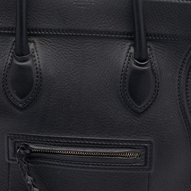 Pre Owned Celine Black Leather Small Phantom Luggage Tote