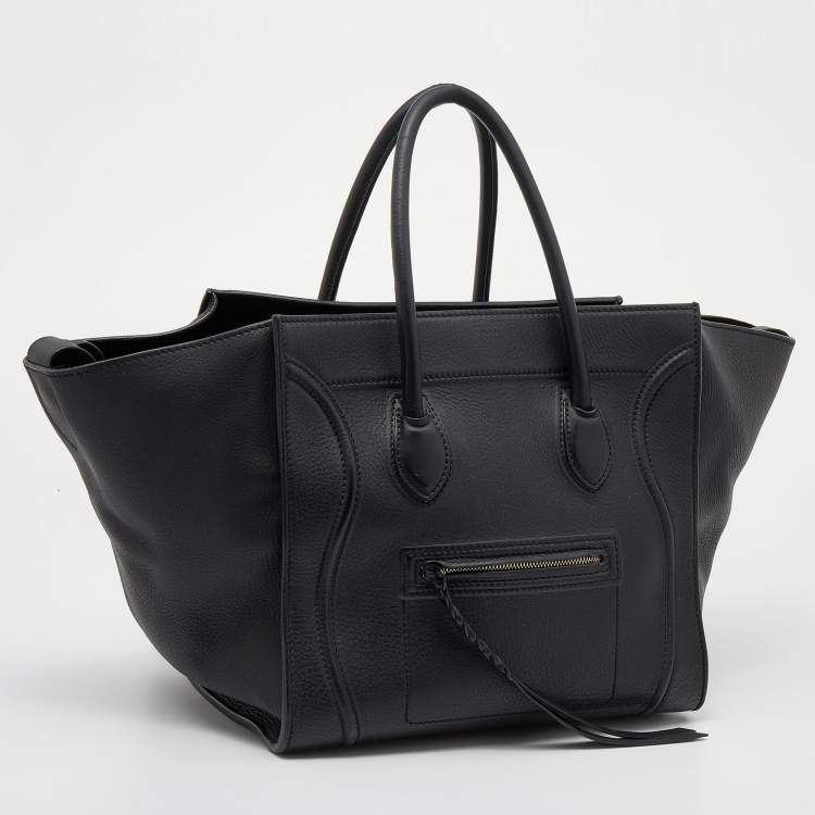 Pre Owned Celine Black Leather Small Phantom Luggage Tote