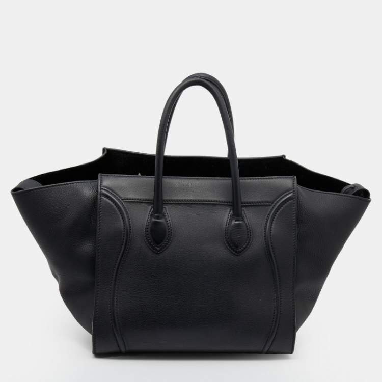 Pre Owned Celine Black Leather Small Phantom Luggage Tote