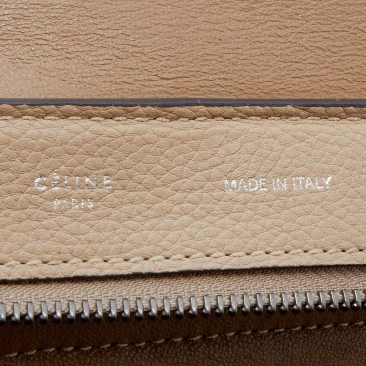 Pre Owned Celine Beige Leather and Suede Medium Trapeze Top Handle Bag