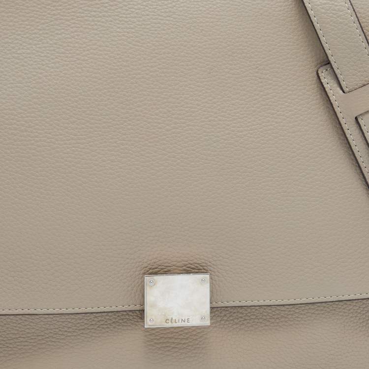 Pre Owned Celine Beige Leather and Suede Medium Trapeze Top Handle Bag