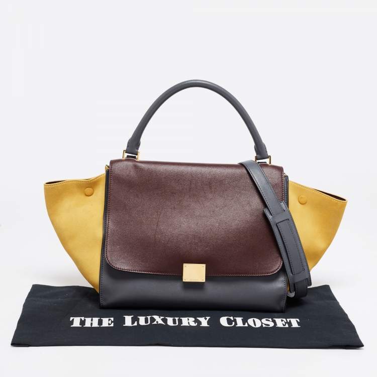 مملوكة مسبقًا Celine Tri Color Leather and Suede Medium Trapeze Bag