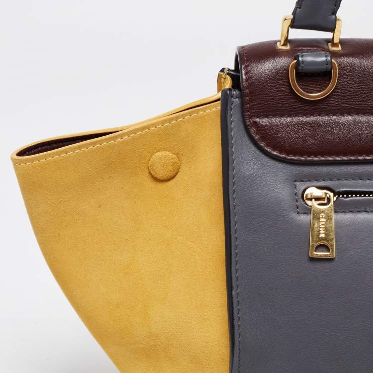 مملوكة مسبقًا Celine Tri Color Leather and Suede Medium Trapeze Bag