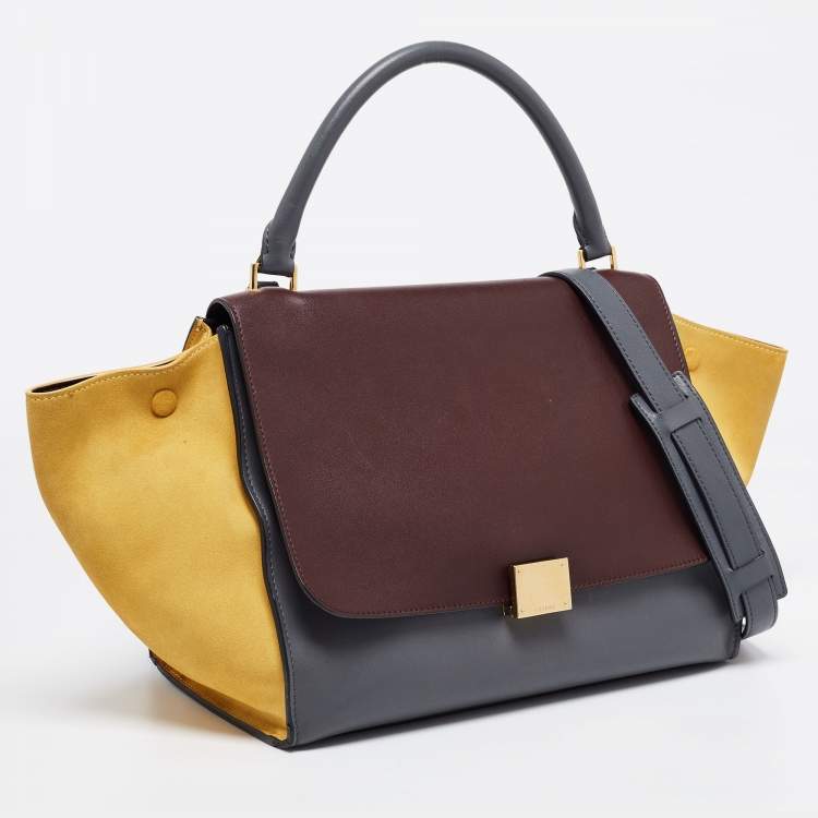 مملوكة مسبقًا Celine Tri Color Leather and Suede Medium Trapeze Bag