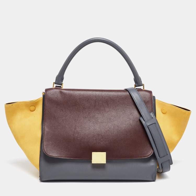 مملوكة مسبقًا Celine Tri Color Leather and Suede Medium Trapeze Bag