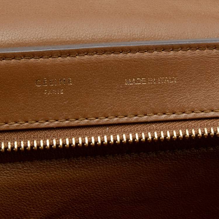 Pre Owned Celine Tri Color Leather and Suede Medium Trapeze Top Handle Bag
