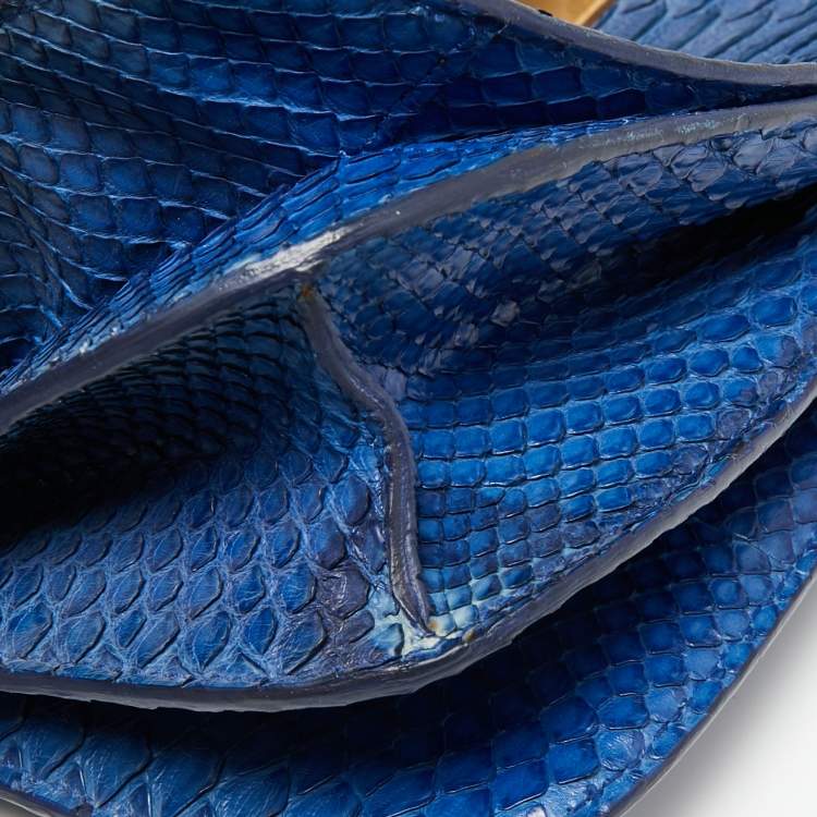 Pre Owned Celine Blue Python Large Classic Box Shoulder Bag