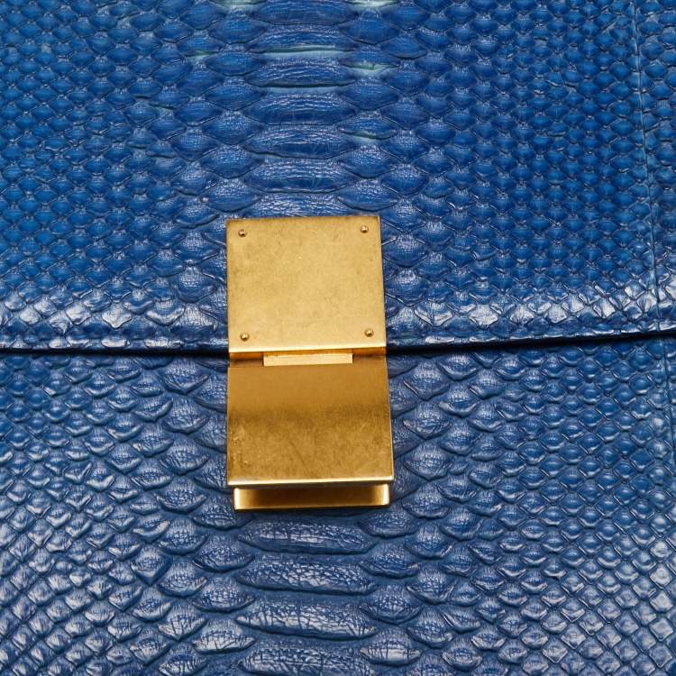 Pre Owned Celine Blue Python Large Classic Box Shoulder Bag