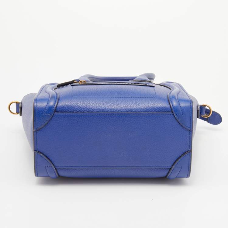 Pre Owned Celine Blue Leather Nano Luggage Tote