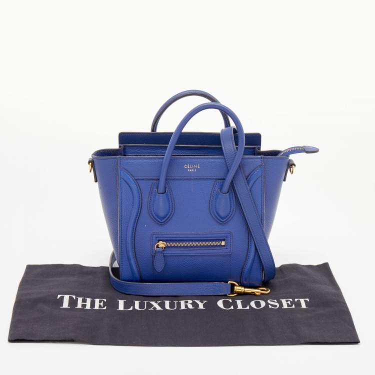 Pre Owned Celine Blue Leather Nano Luggage Tote