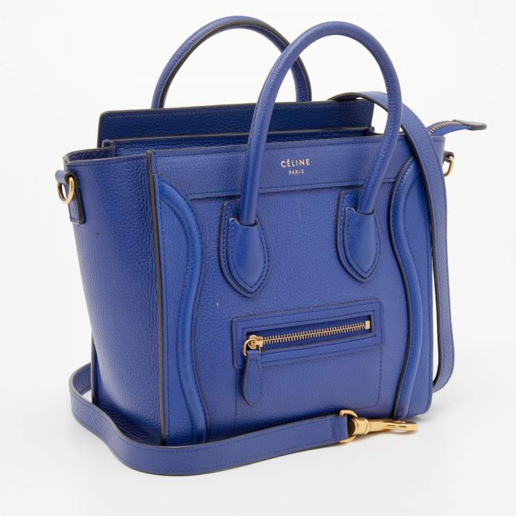Pre Owned Celine Blue Leather Nano Luggage Tote