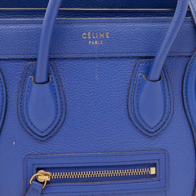 Pre Owned Celine Blue Leather Nano Luggage Tote