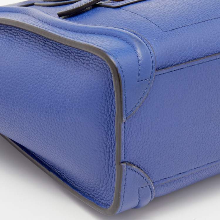 Pre Owned Celine Blue Leather Nano Luggage Tote
