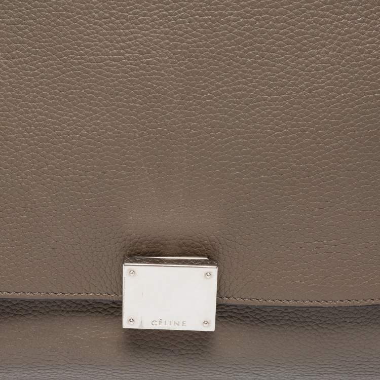 Pre Owned Celine Grey Leather And Suede Trapeze Medium Top Handle Bag