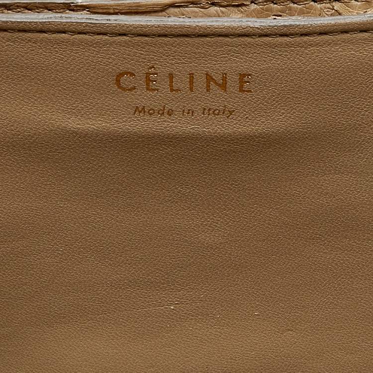 Pre Owned Celine Beige Python Medium Classic Box Flap Bag