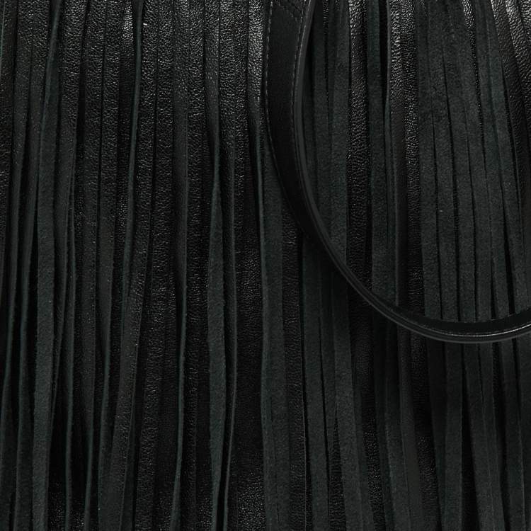 Pre Owned Celine Black Leather Studded Fringe Hobo