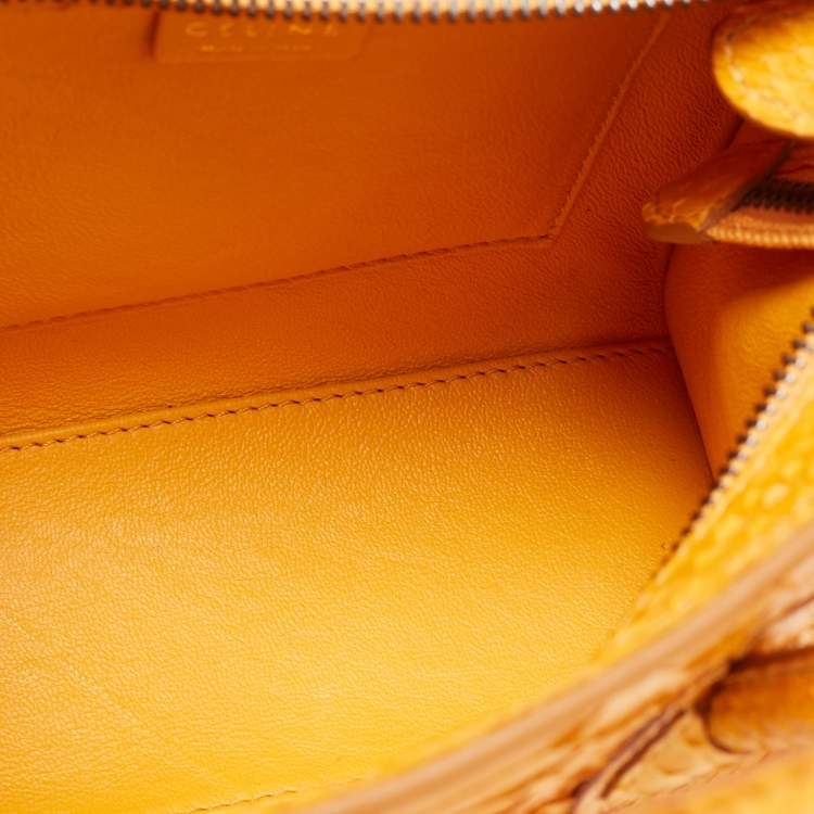 Pre Owned Celine Mustard Python Nano Luggage Tote