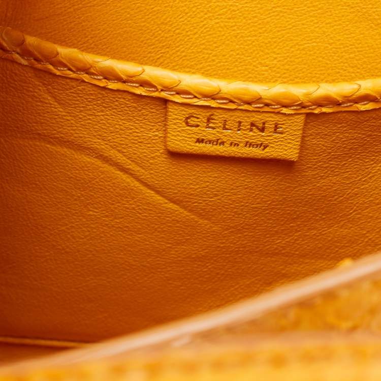 Pre Owned Celine Mustard Python Nano Luggage Tote