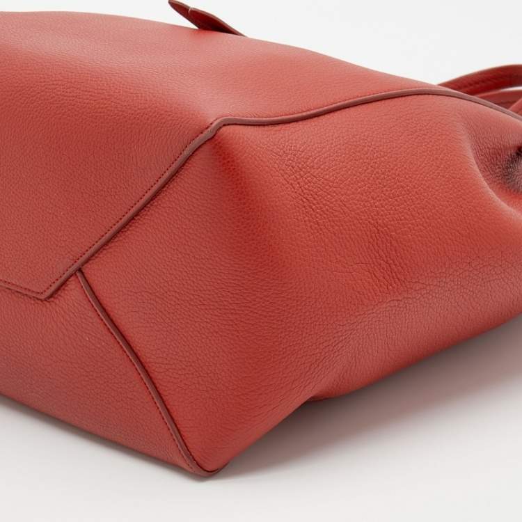 Pre Owned Celine Orange Soft Grained Leather Small Cabas Phantom Tote