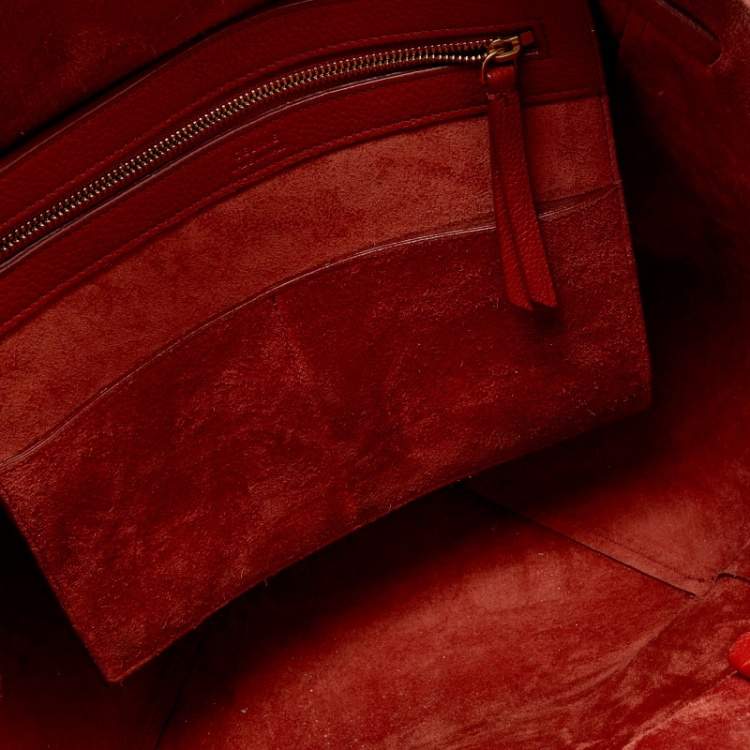 Pre Owned Celine Orange Soft Grained Leather Small Cabas Phantom Tote