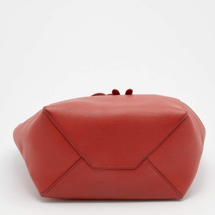 Pre Owned Celine Orange Soft Grained Leather Small Cabas Phantom Tote