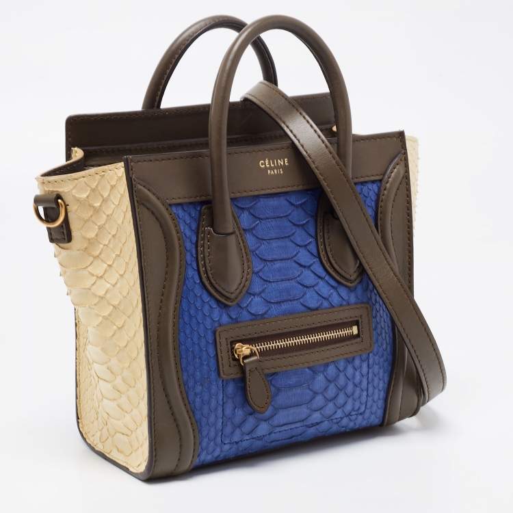 Pre Owned Céline Tri Color Python and Leather Nano Luggage Tote